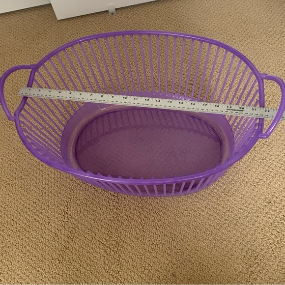 VTG MCM Purple Laundry Basket Retro Mid Century Quality Hard Plastic HTF Handles - Picture 8 of 10